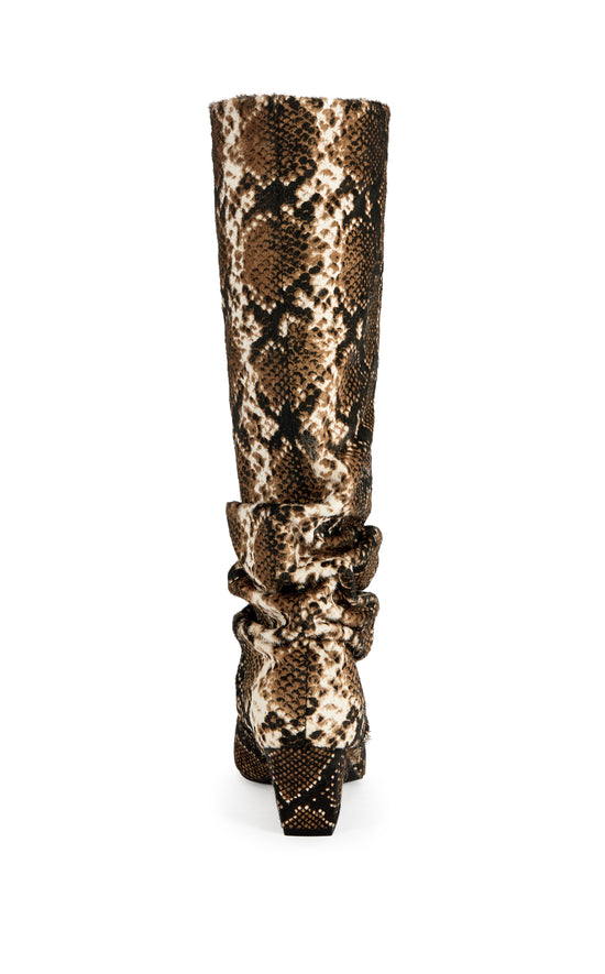 FRANCOISE-SNAKE GENUINE LEATHER BLOCK BOOT