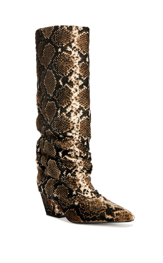 FRANCOISE-SNAKE GENUINE LEATHER BLOCK BOOT