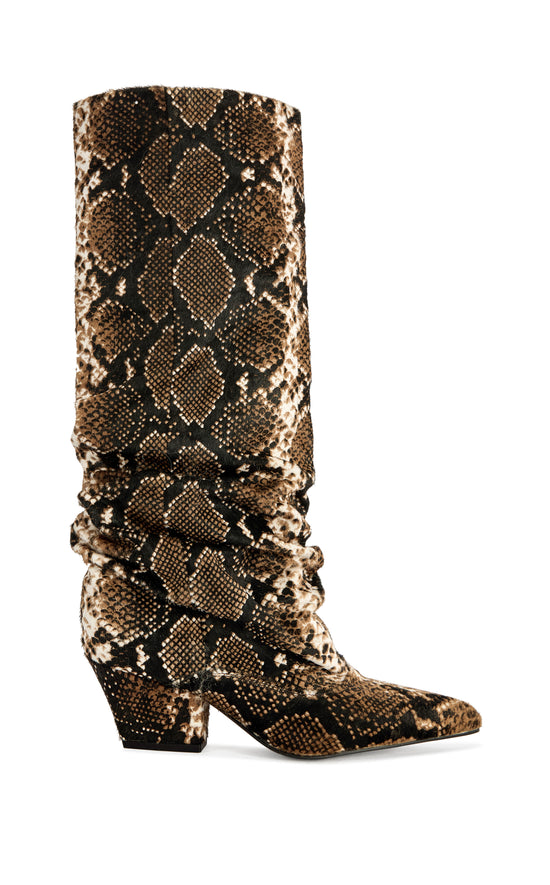 FRANCOISE-SNAKE GENUINE LEATHER BLOCK BOOT