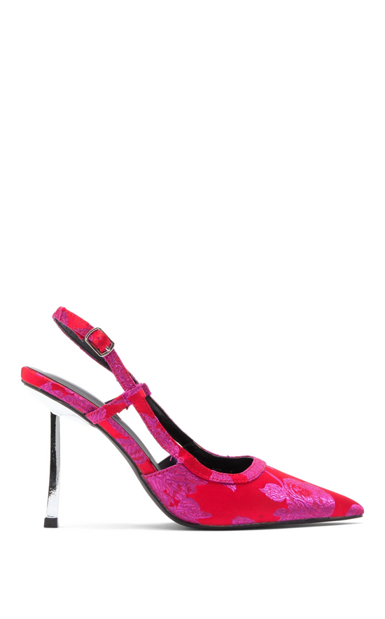 VENA-RED METALLIC STILETTO SLINGBACK PUMP