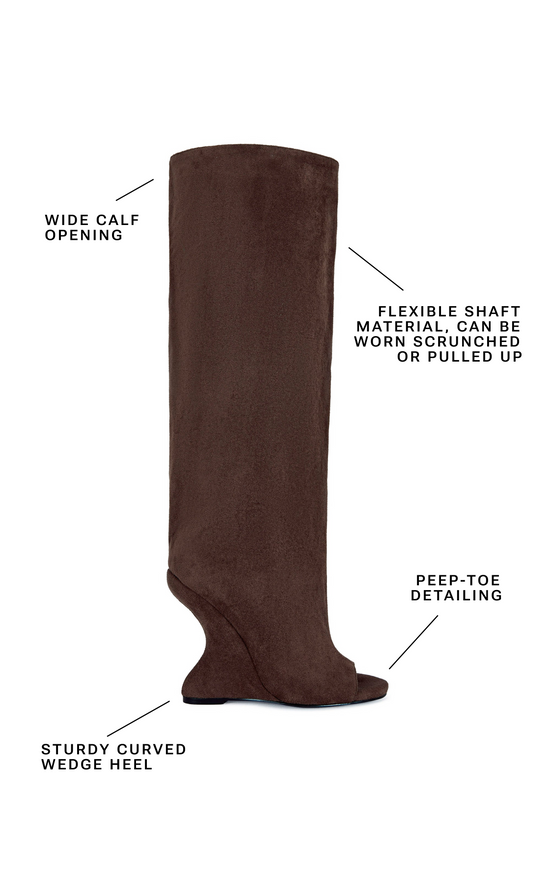 VINCENT-BROWN PEEP TOE WEDGE BOOT