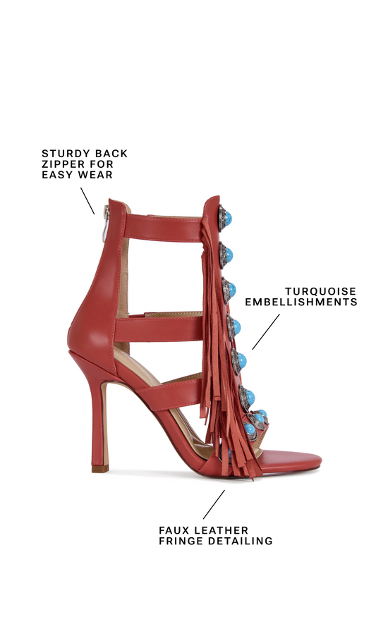 SUMAC-RED FRINGE GLADIATOR SANDAL BOOTIE