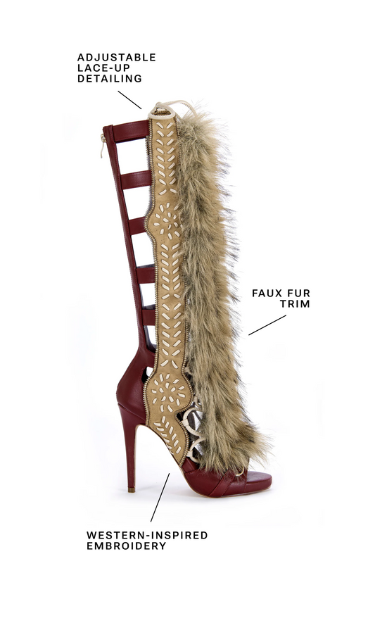 SHAINE-MULTI FAUX FUR GLADIATOR SANDAL BOOT