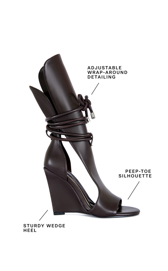 DOUMA-CHOCOLATE WRAP-AROUND WEDGE SANDAL BOOTIE