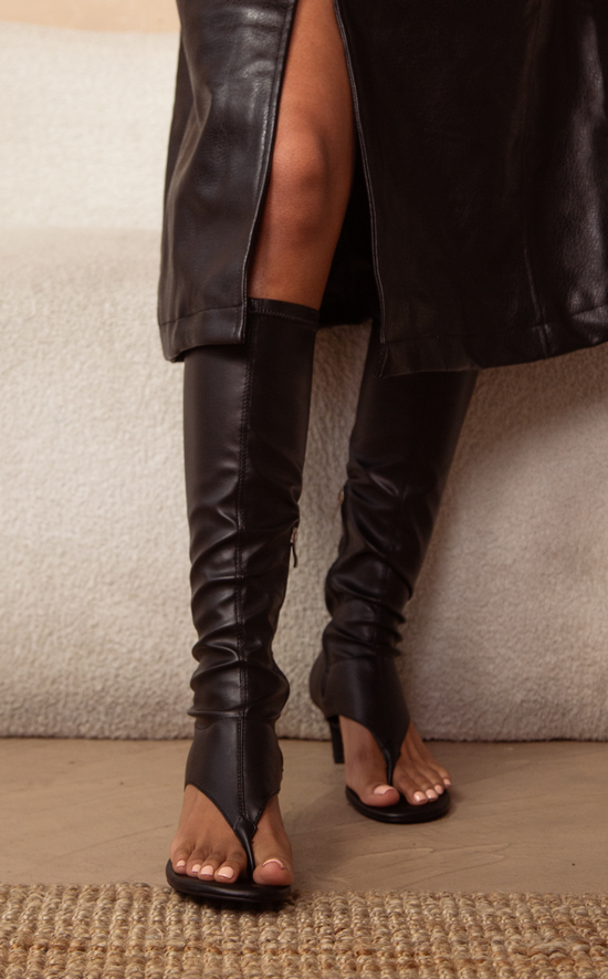 CECILE-BLACK STILETTO SANDAL BOOT