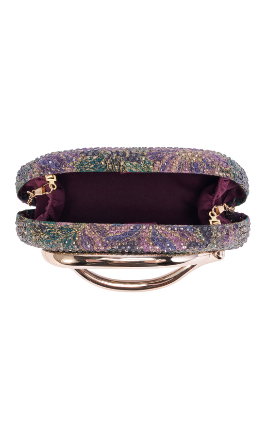 GEMMA-PURPLEMULTI EMBELLISHED CLUTCH HANDBAG