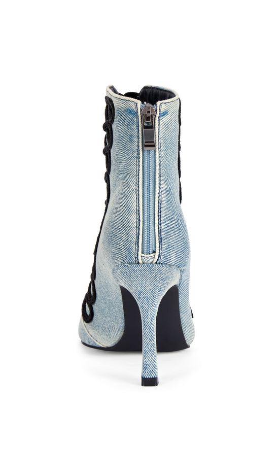 GENTRY-LTDENIM MILITARY PEEP TOE STILETTO BOOTIE