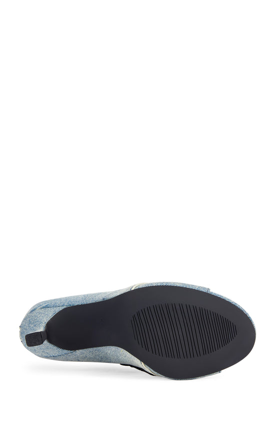 GENTRY-LTDENIM MILITARY PEEP TOE STILETTO BOOTIE