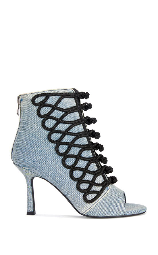 GENTRY-LTDENIM MILITARY PEEP TOE STILETTO BOOTIE
