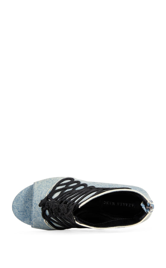 GENTRY-LTDENIM MILITARY PEEP TOE STILETTO BOOTIE