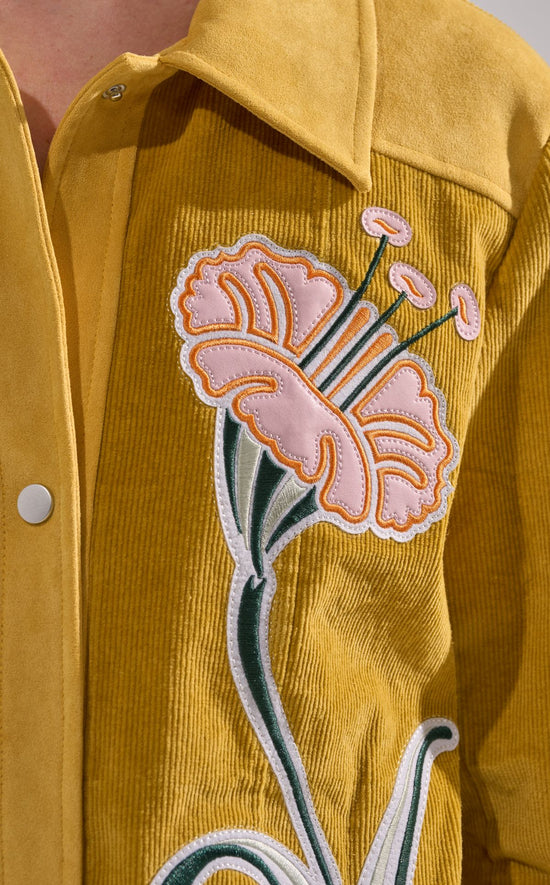 GERALDINE-MUSTARD FLORAL CORDUROY JACKET
