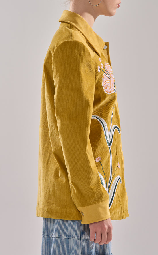 GERALDINE-MUSTARD FLORAL CORDUROY JACKET