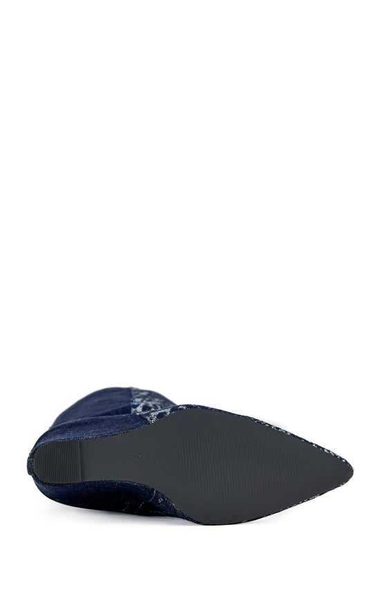 GIANNA-DENIM POINTED TOE WEDGE BOOT