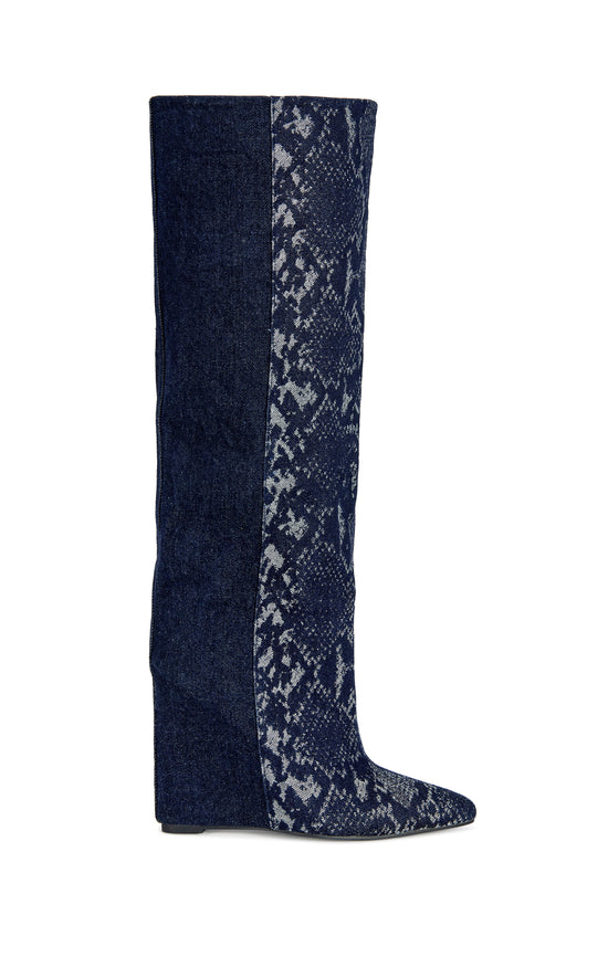 GIANNA-DENIM POINTED TOE WEDGE BOOT