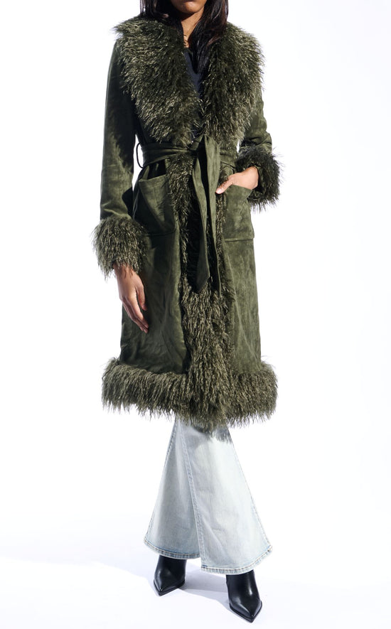 GILDA-OLIVE FAUX FUR JACKET | AZALEA WANG