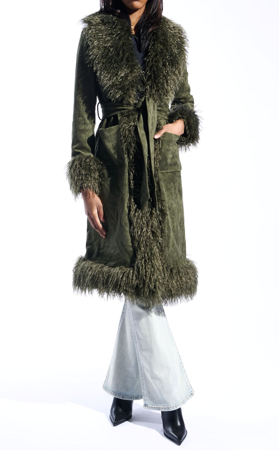 GILDA-OLIVE FAUX FUR JACKET | AZALEA WANG