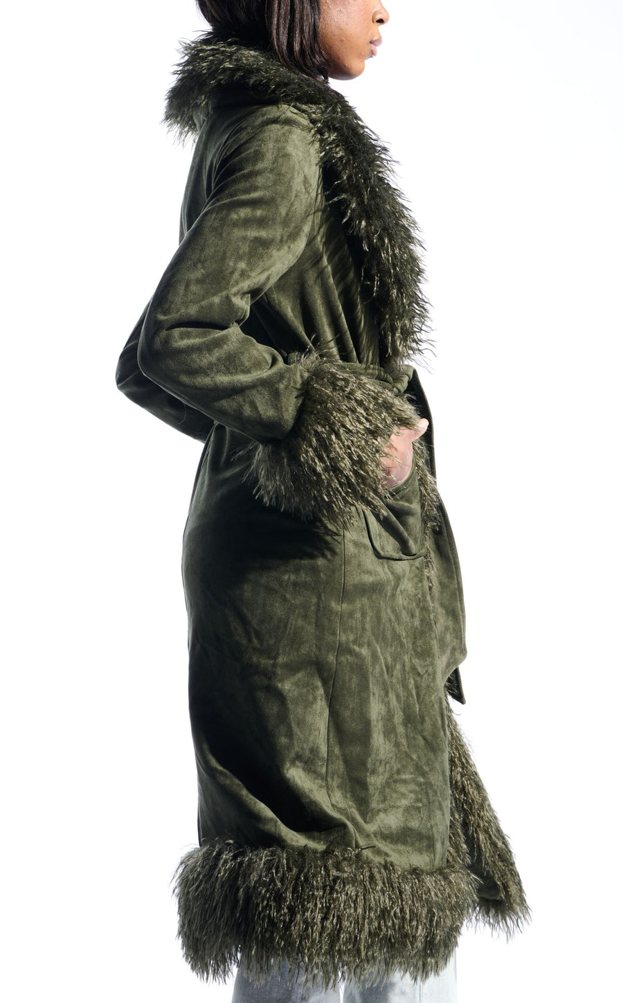 GILDA-OLIVE FAUX FUR JACKET | AZALEA WANG