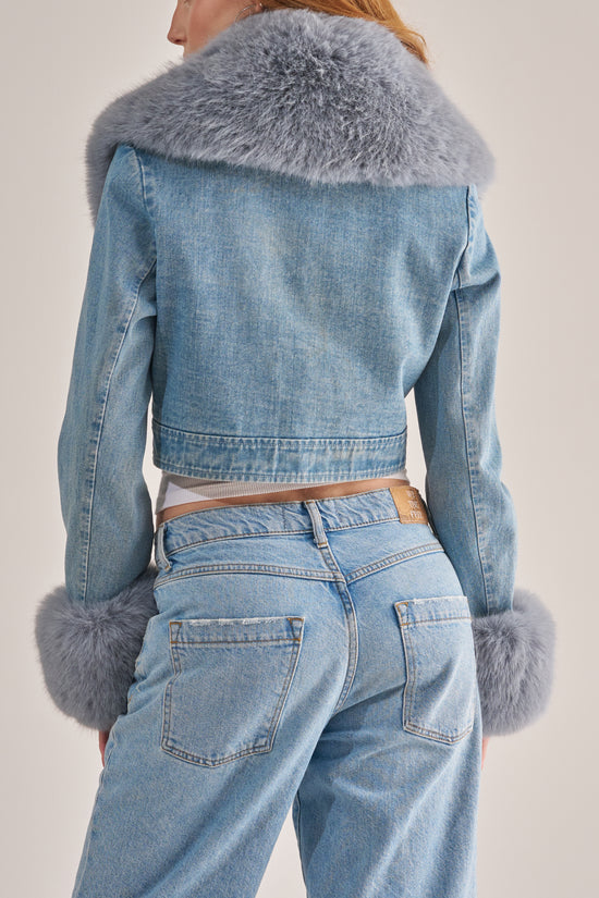 GISELE-DENIM FAUX FUR JACKET