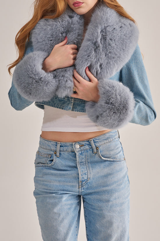 GISELE-DENIM FAUX FUR JACKET