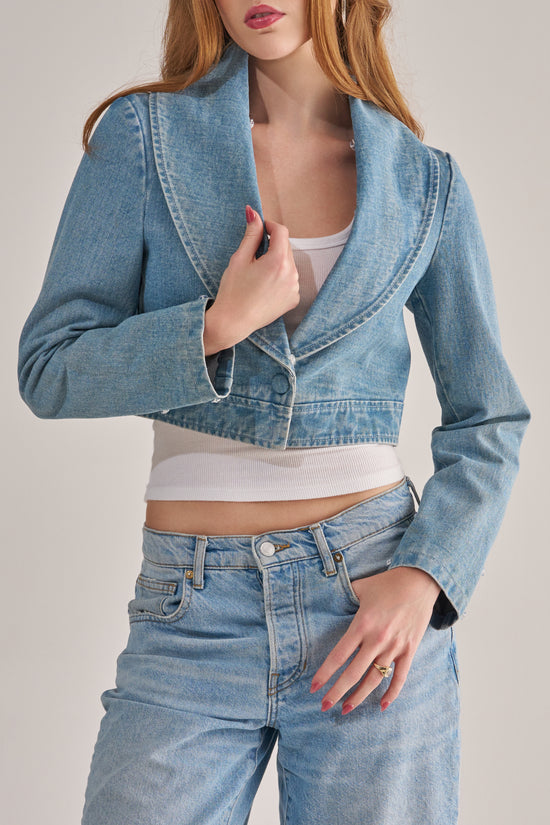 GISELE-DENIM FAUX FUR JACKET