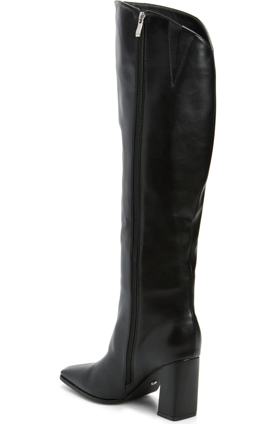 GRACIELLA-BLACK KNEE HIGH CHUNKY HEELED BOOT