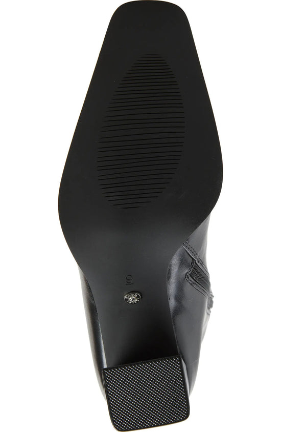 GRACIELLA-BLACK KNEE HIGH CHUNKY HEELED BOOT