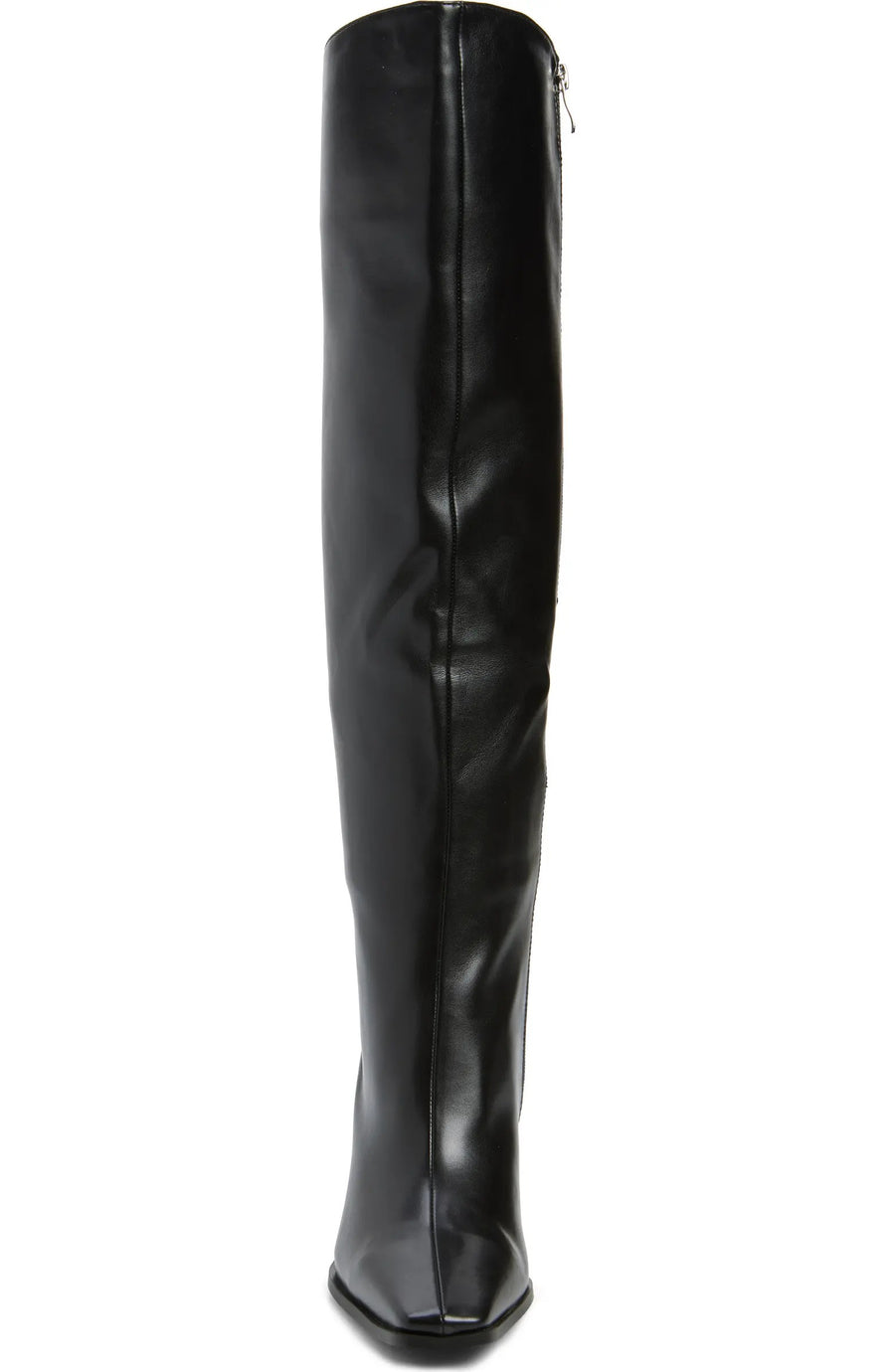 GRACIELLA-BLACK KNEE HIGH CHUNKY HEELED BOOT