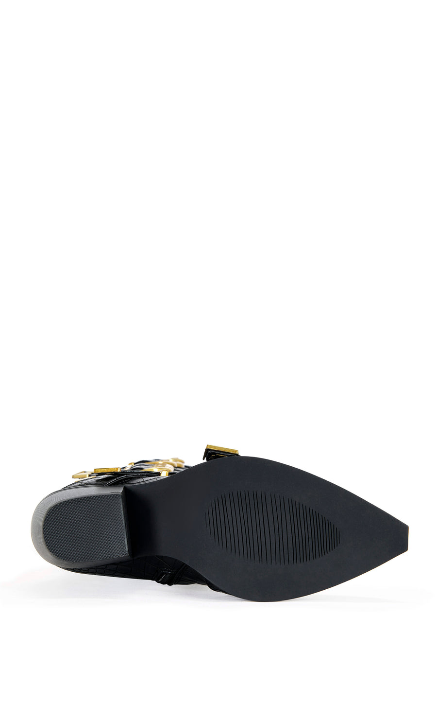 GRAZIANA-BLACK BUCKLED WESTERN BOOT