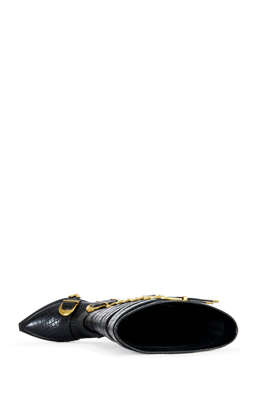 GRAZIANA-BLACK BUCKLED WESTERN BOOT