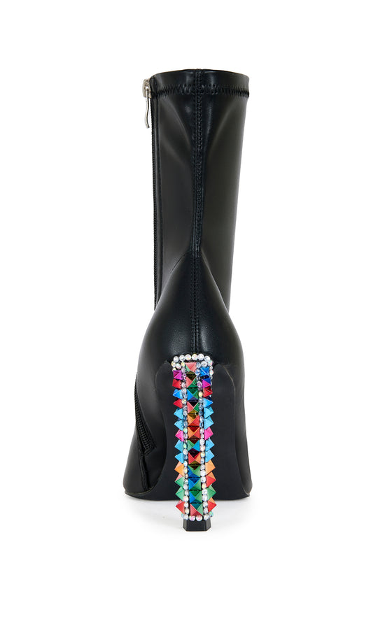 GRYFFON-BLACK MULTI STUDDED STILETTO BOOTIE