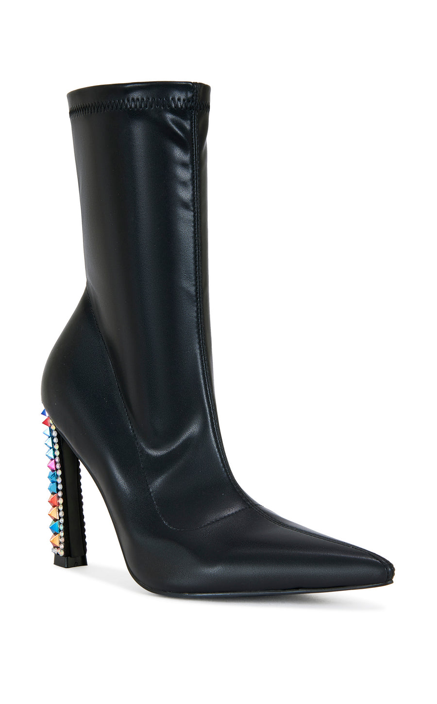 GRYFFON-BLACK MULTI STUDDED STILETTO BOOTIE