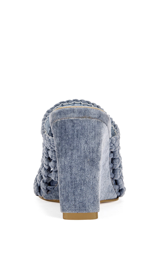 GWENDOLYN-BLUE KNIT WEDGE MULE