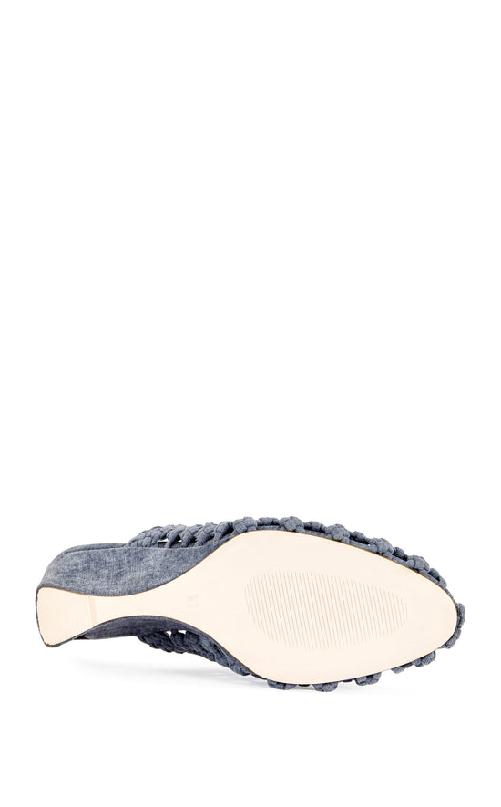 GWENDOLYN-BLUE KNIT WEDGE MULE