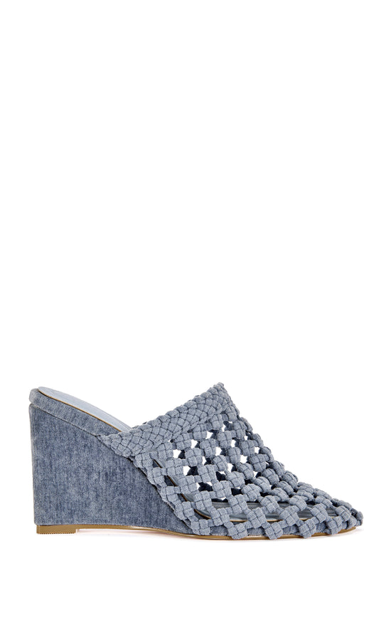 GWENDOLYN-BLUE KNIT WEDGE MULE