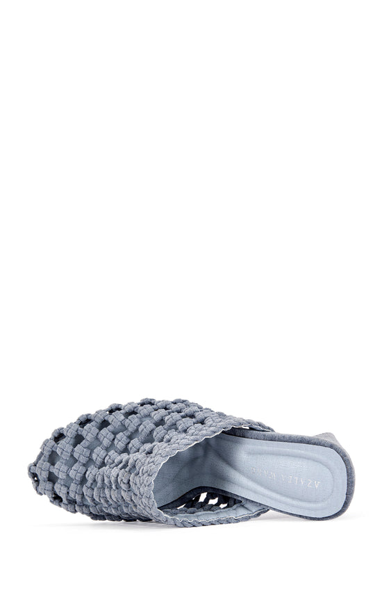 GWENDOLYN-BLUE KNIT WEDGE MULE