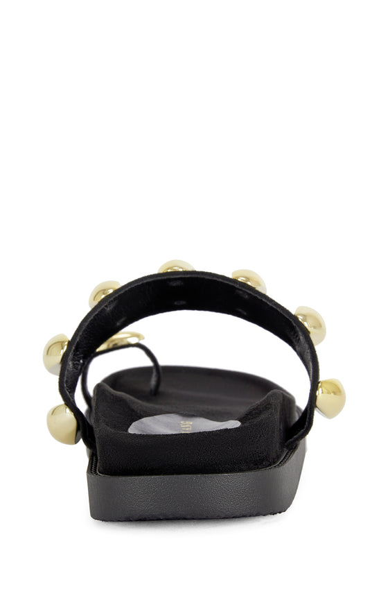 IMPISI-BLACK STUDDED TOE RING SANDAL