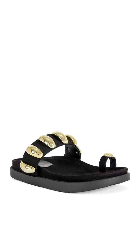IMPISI-BLACK STUDDED TOE RING SANDAL