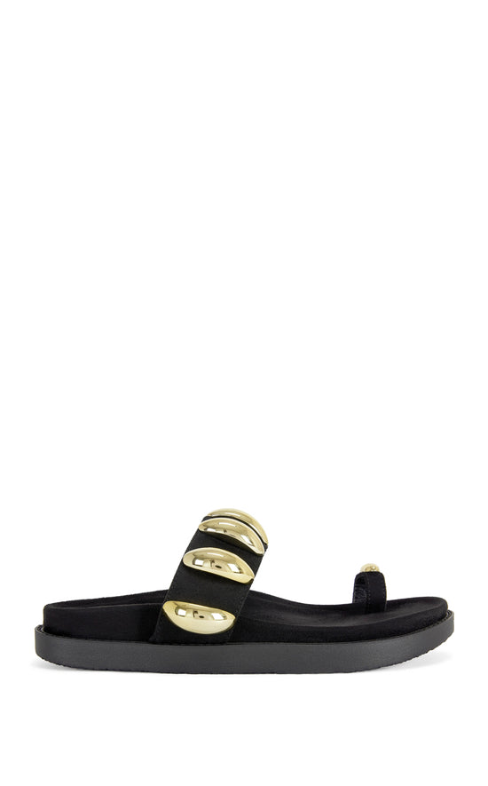 IMPISI-BLACK STUDDED TOE RING SANDAL