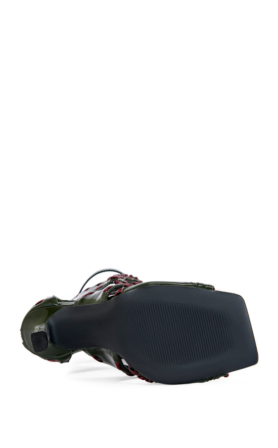 INDRANI-OLIVE GLADIATOR STILETTO SANDAL BOOTIE