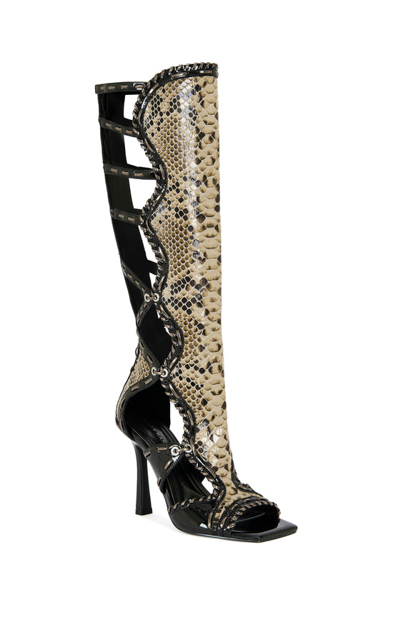 INDRANIHIGH-BLACK GLADIATOR STILETTO SANDAL BOOT