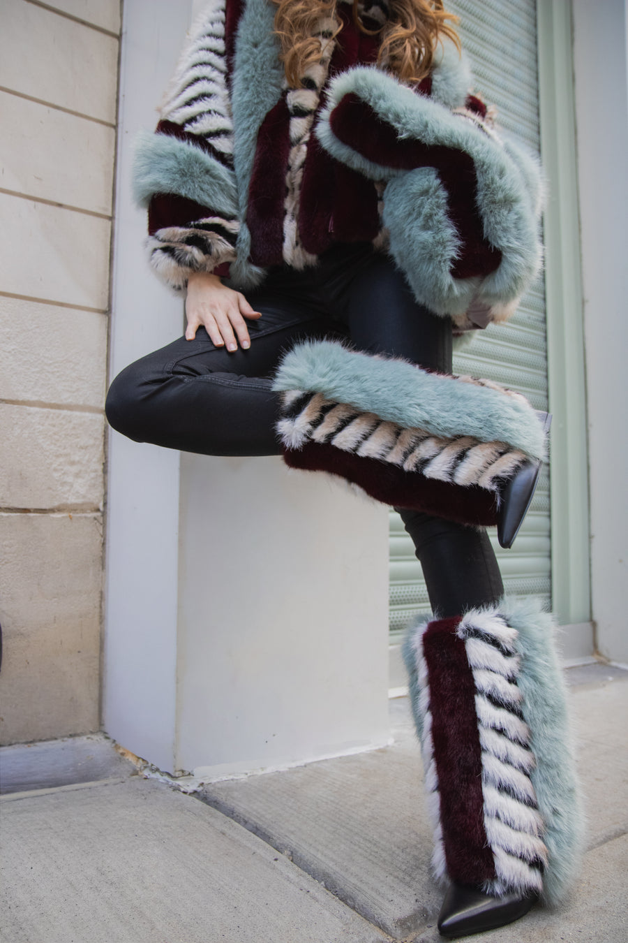 BRIASH-BLUEMULTI FAUX FUR WEDGE BOOTIE