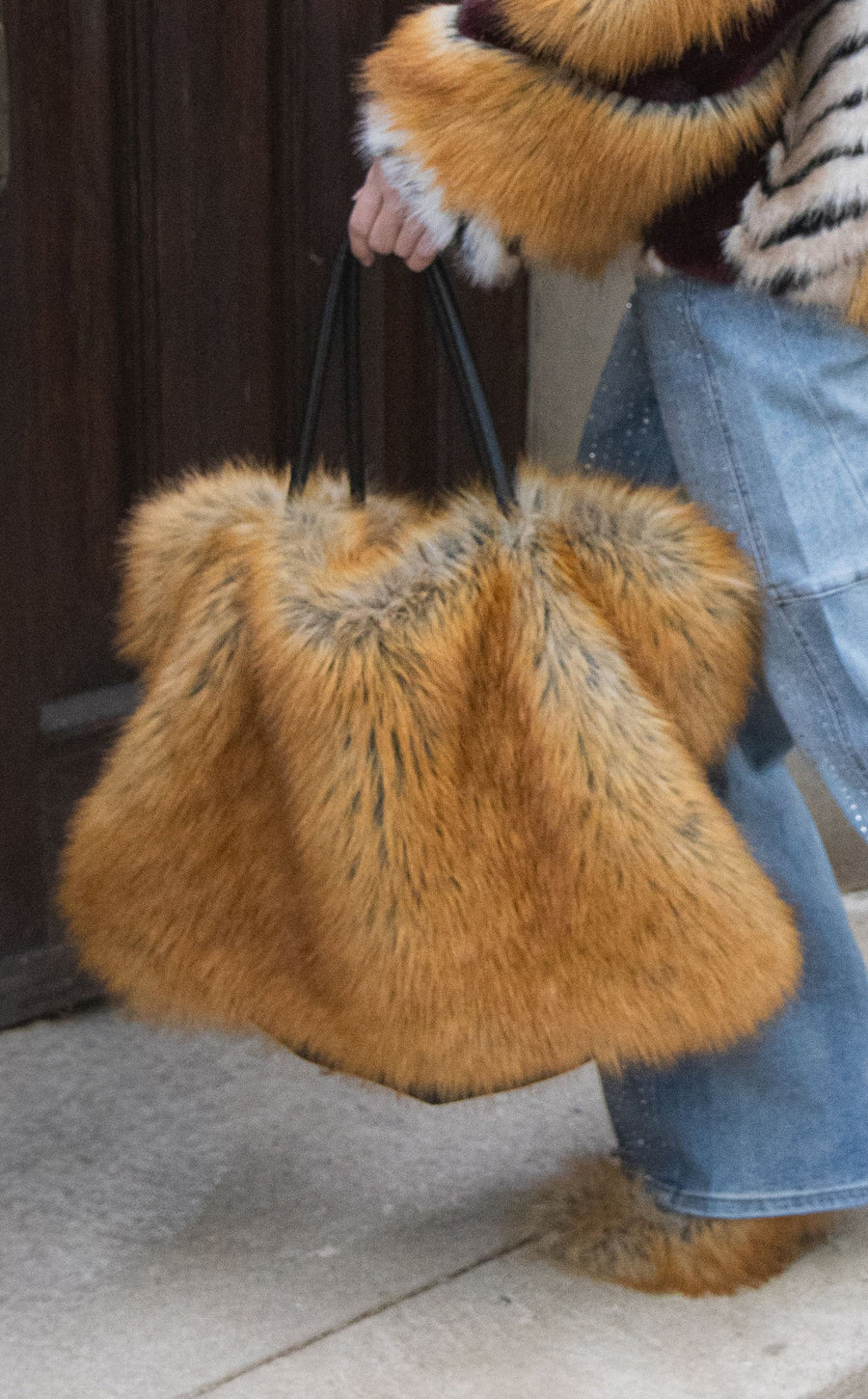 ROXANA-REDFOX FAUX FUR HANDBAG