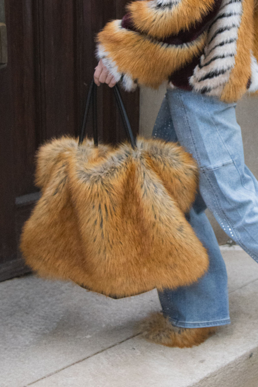 ROXANA-REDFOX FAUX FUR HANDBAG
