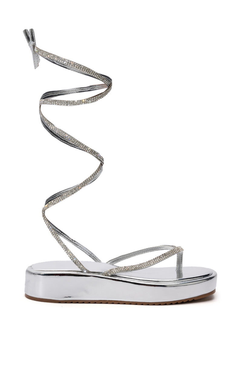 IRVINE-SILVER WRAP FLATFORM SANDAL