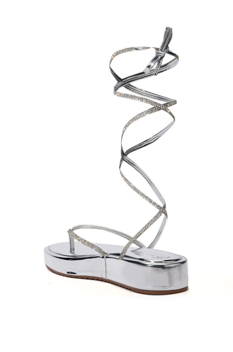 IRVINE-SILVER WRAP FLATFORM SANDAL