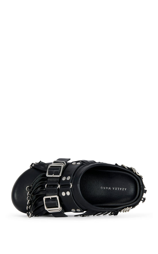 IRVING-BLACK STUDDED FLAT CLOG
