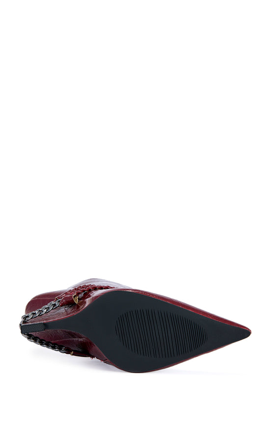 JACQUES-RED POINTED TOE WEDGE BOOTIE