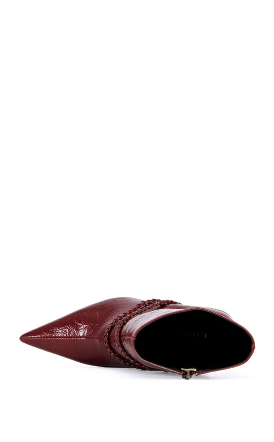 JACQUES-RED POINTED TOE WEDGE BOOTIE