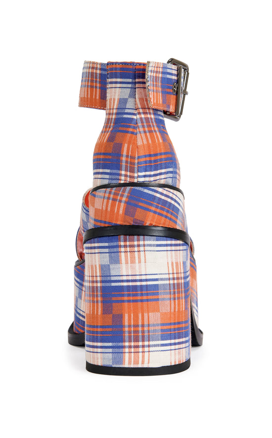 JAETYN-ORANGEPLAID PLATFORM SANDAL