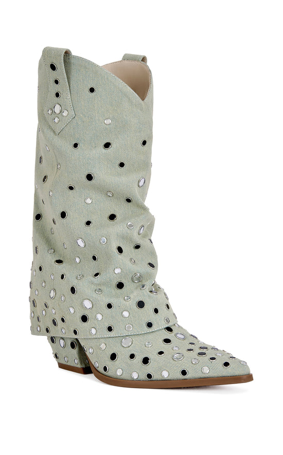 JAIMY-GREEN GROMMET WESTERN BOOTIE